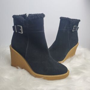 Franco Sarto Black Wedge Booties, Size 9